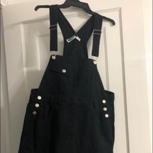 Black denim overall dress